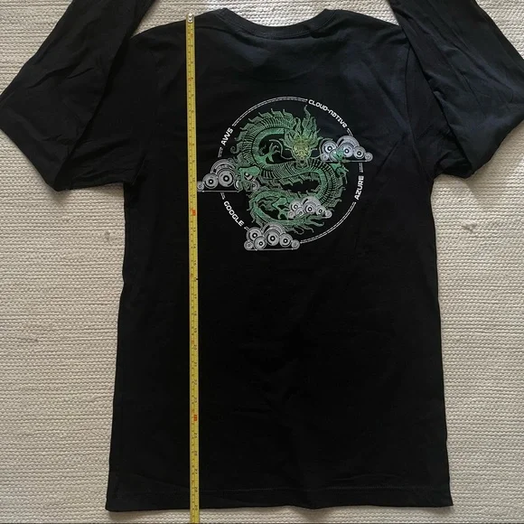BELLA + CANVAS Black Cotton Green Dragon Graphic Long Sleeve T-Shirt Unisex - Picture 7 of 7